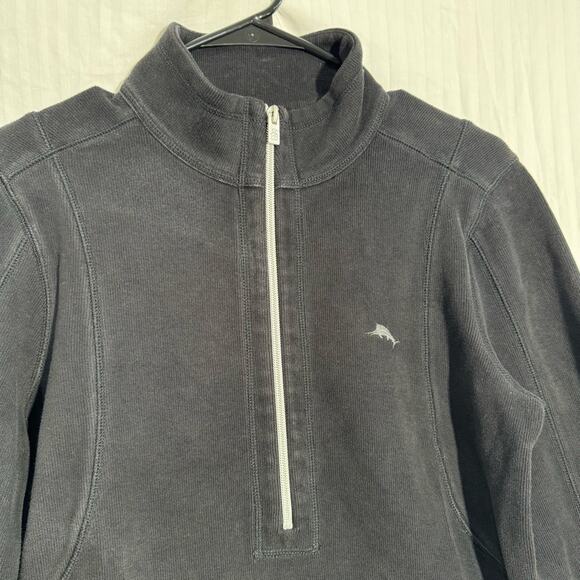 Tommy Bahama Black 1/2 Zip Sweater Pullover Women’s Medium Nautical Swordfish - Picture 4 of 7